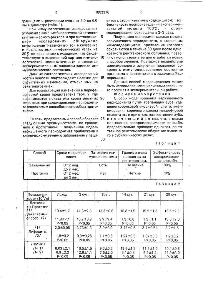 Способ моделирования верхушечного периодонтита (патент 1802376)