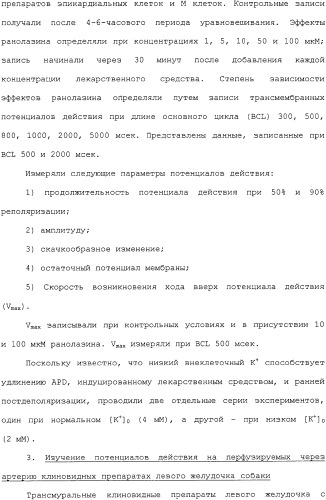 Применение ранолазина для изготовления лекарственного средства для лечения аритмий (патент 2325161)