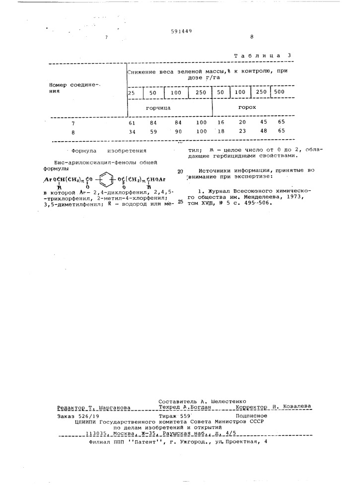 Бис-арилоксиацил-фенолы (патент 591449)