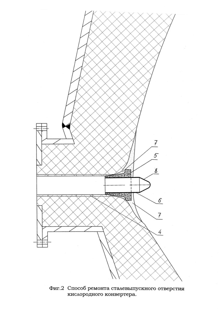 Способ ремонта сталевыпускного отверстия кислородного конвертера (патент 2607391)