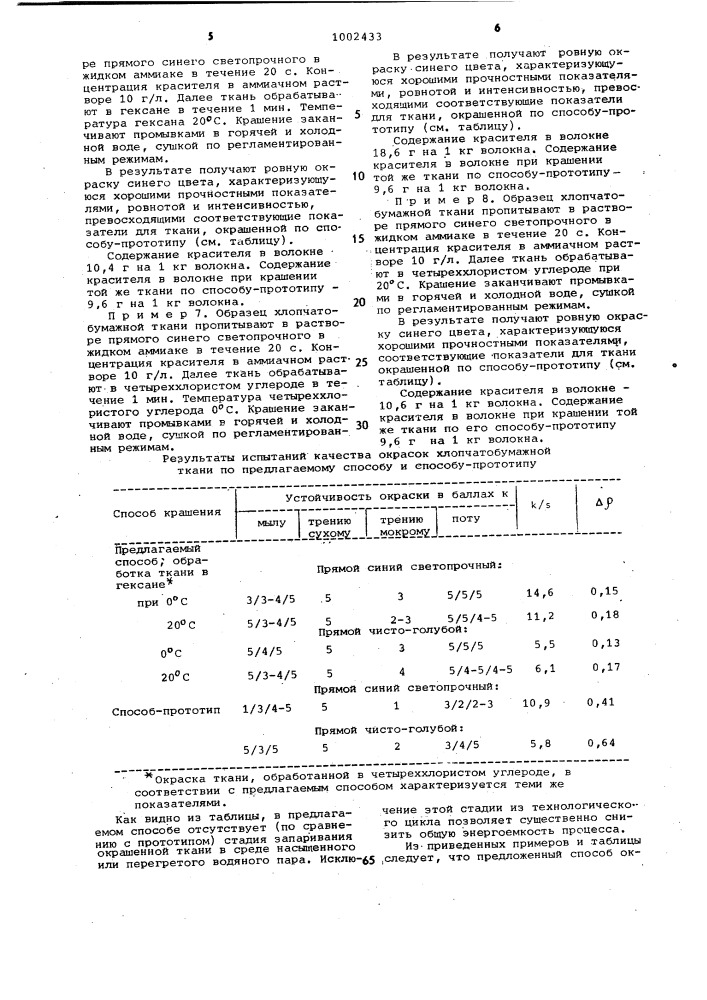 Способ крашения текстильных материалов из целлюлозных волокон прямыми красителями (патент 1002433)