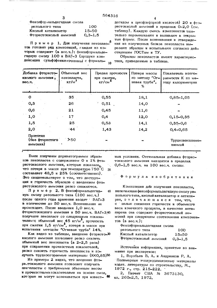 Композиция для получения пенопласта (патент 564316)