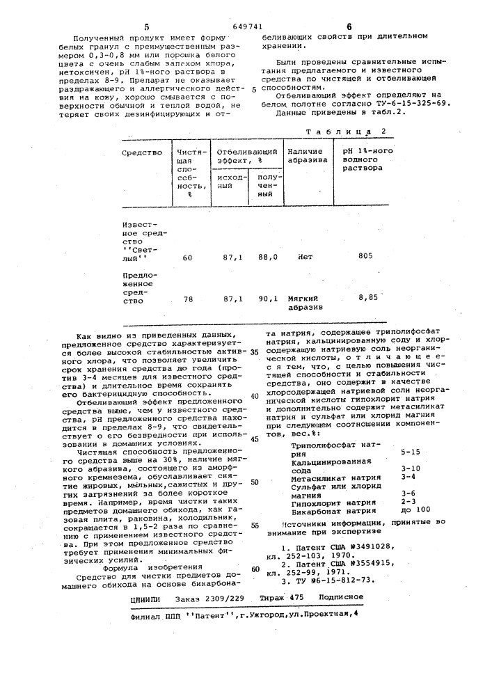 Средство для чистки предметов домашнего обихода (патент 649741)