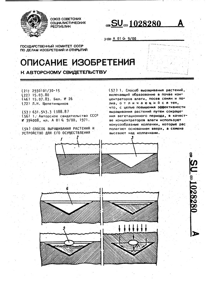 Способ выращивания растений и устройство для его осуществления (патент 1028280)