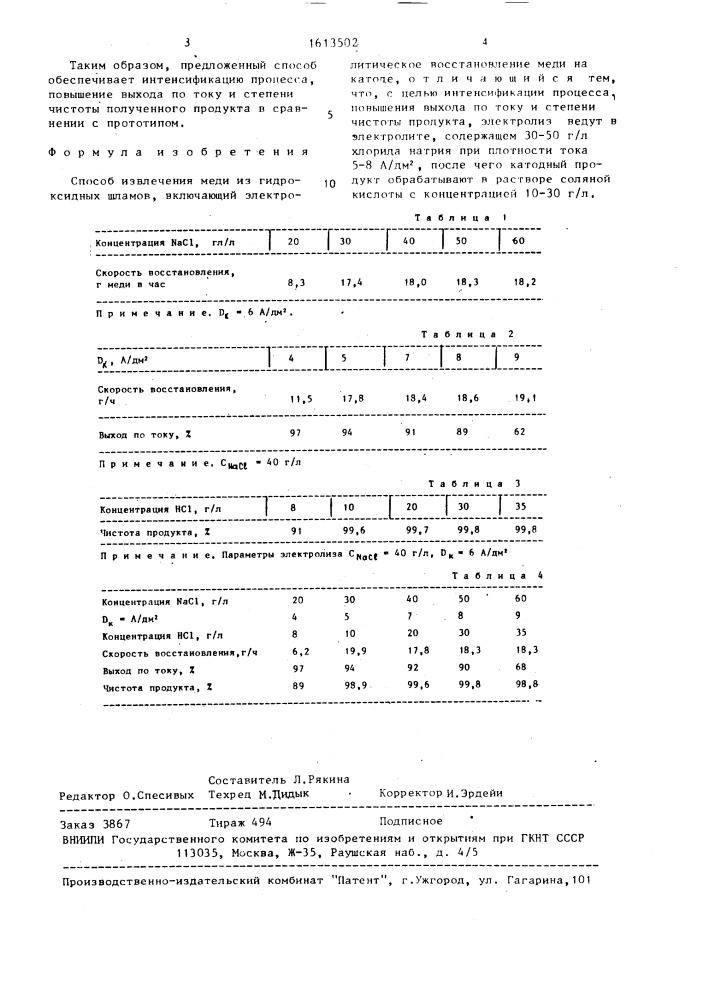 Способ извлечения меди из гидроксидных шламов (патент 1613502)