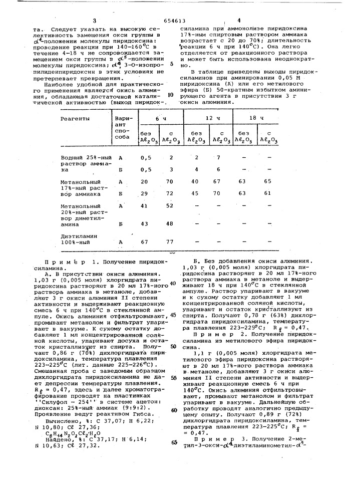 Способ получения солей пиридоксиламинов (патент 654613)