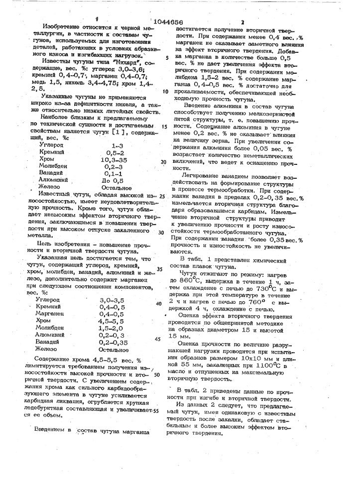 Чугун (патент 1044656)