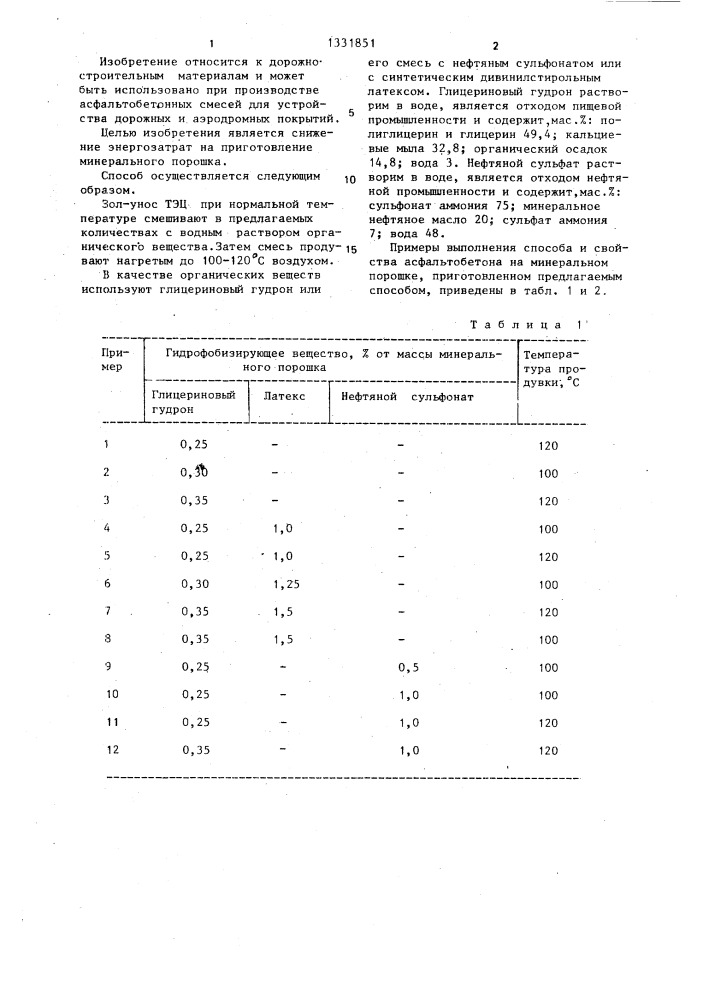 Способ приготовления минерального порошка для асфальтобетонной смеси (патент 1331851)