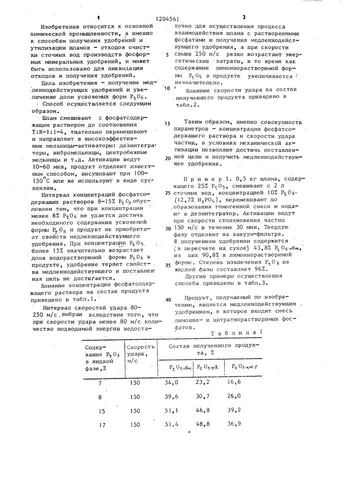 Способ получения удобрений (патент 1204561)