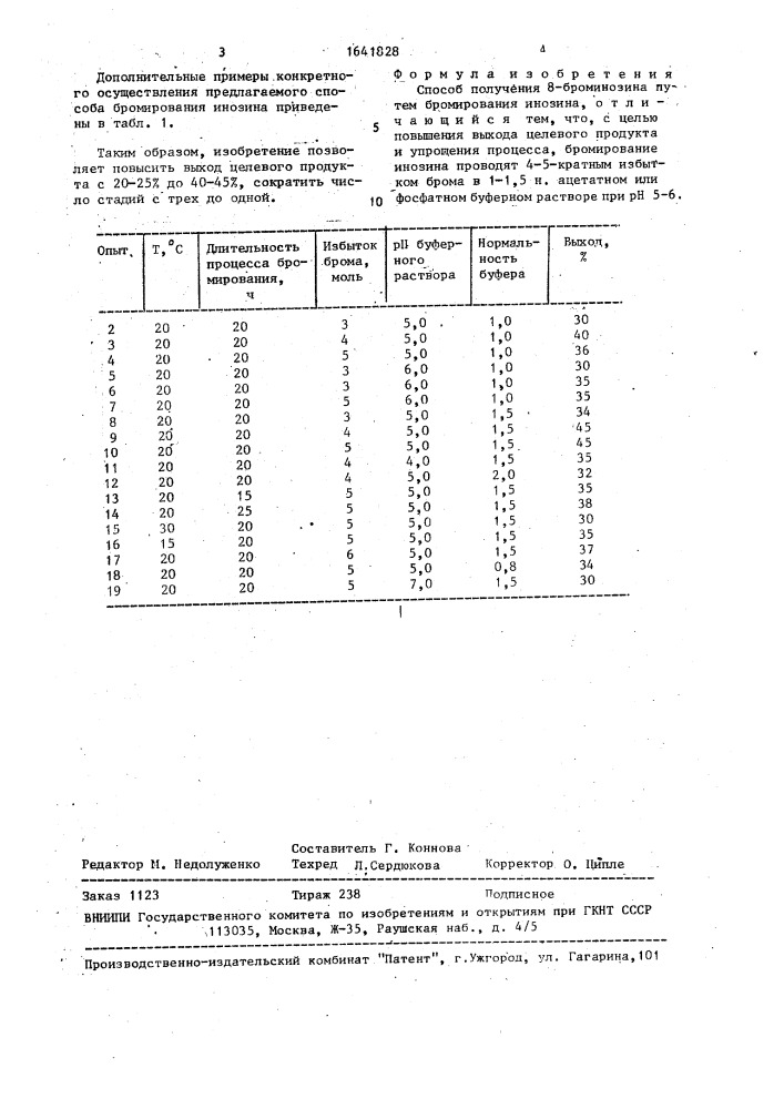 Способ получения 8-броминозина (патент 1641828)