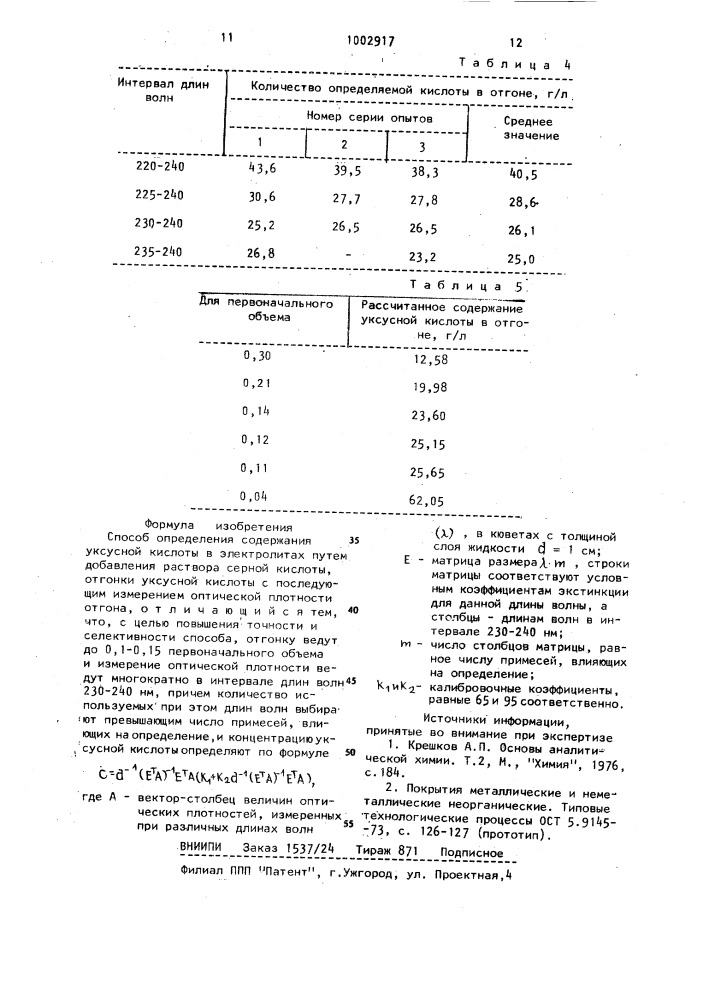 Способ определения содержания уксусной кислоты в электролитах (патент 1002917)