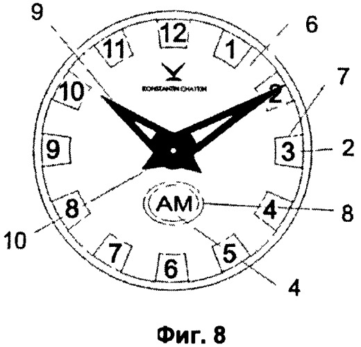 Способ индикации на часах текущего времени периодов суток до полудня и после полудня (варианты) и часы с индикацией текущего времени периодов суток до полудня и после полудня (варианты) (патент 2502113)