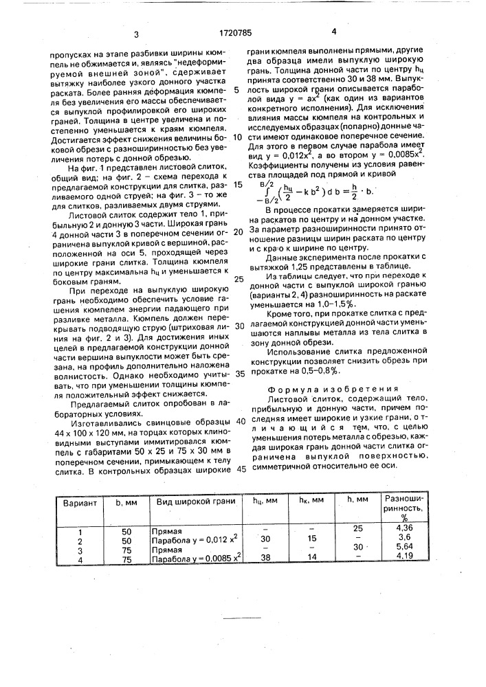 Листовой слиток (патент 1720785)