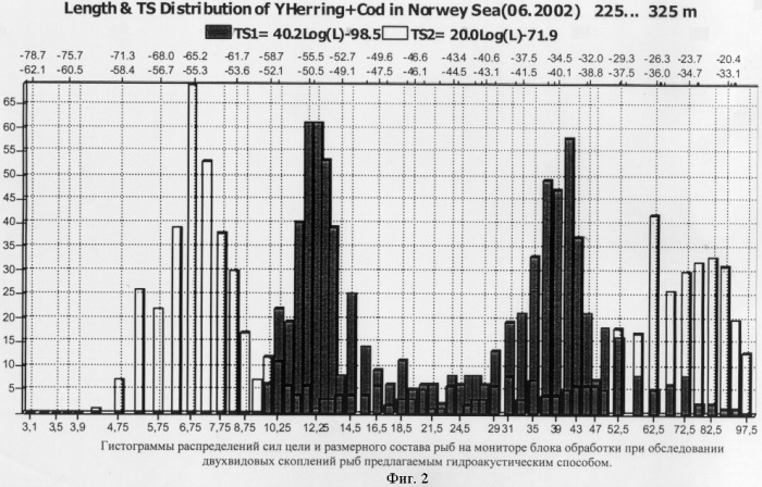 Гидроакустический способ определения размерного состава рыб в скоплениях в естественной среде обитания (патент 2271552)