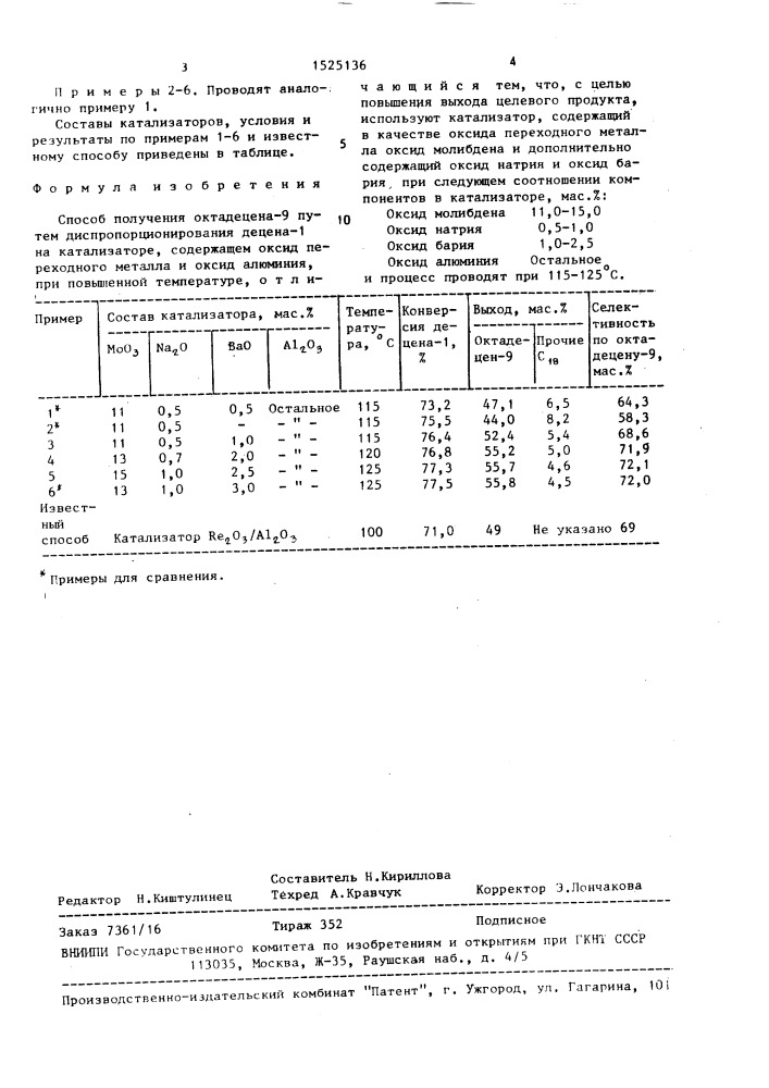 Способ получения октадецена-9 (патент 1525136)