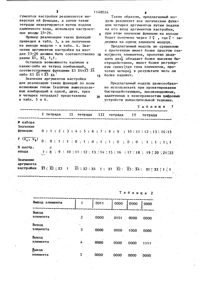 Универсальный логический модуль (патент 1148024)