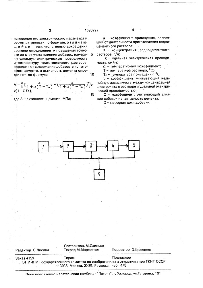 Кондуктометрический способ определения активности цемента (патент 1695227)