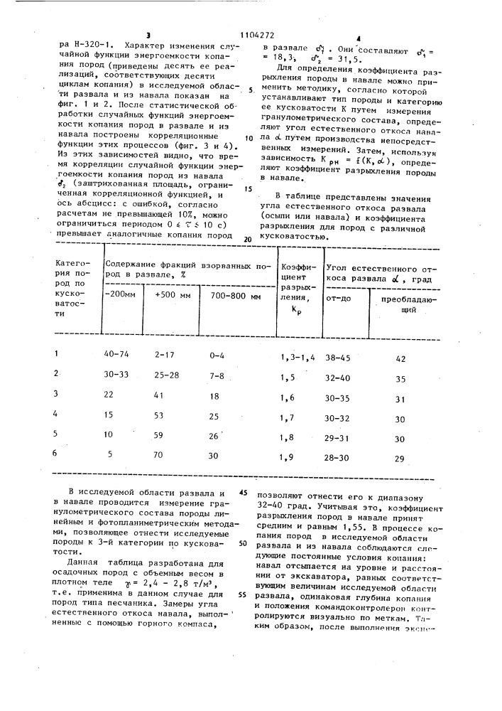 Способ определения степени разрыхления взорванных пород в развале (патент 1104272)