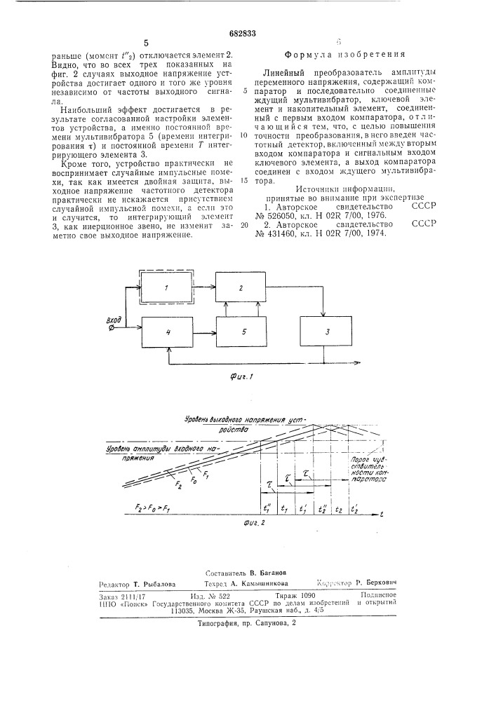 Линейный преобразователь амплитуды переменного напряжения (патент 682833)
