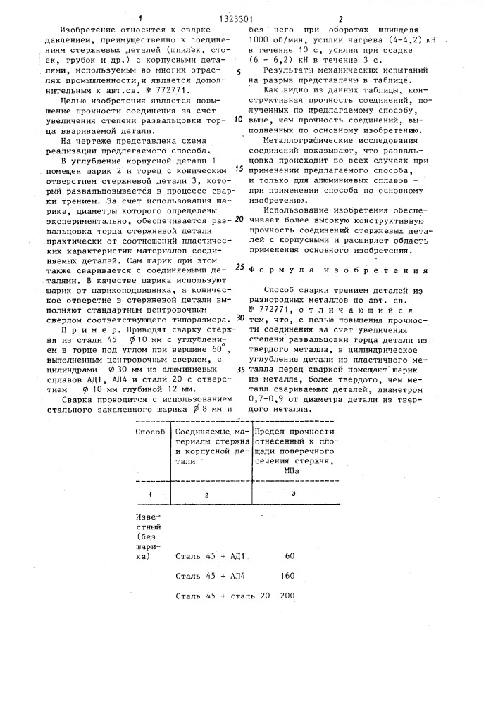 Способ сварки трением деталей из разнородных металлов (патент 1323301)