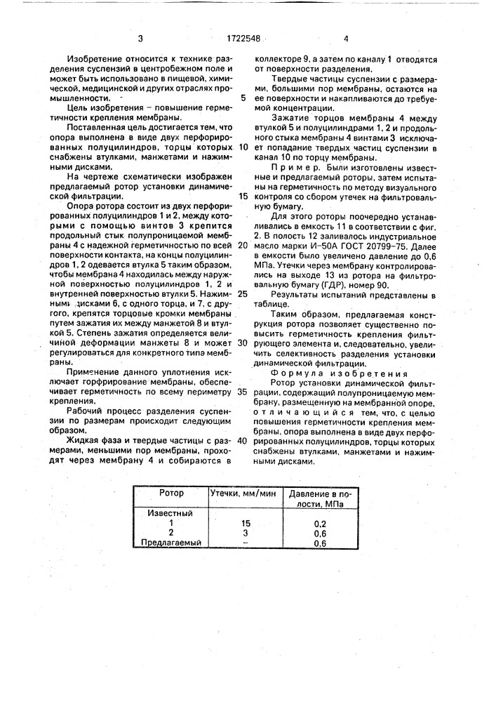 Ротор установки динамической фильтрации (патент 1722548)