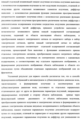 Способ формирования изображений в миллиметровом и субмиллиметровом диапазоне волн (варианты), система формирования изображений в миллиметровом и субмиллиметровом диапазоне волн (варианты), диффузорный осветитель (варианты) и приемо-передатчик (варианты) (патент 2349040)