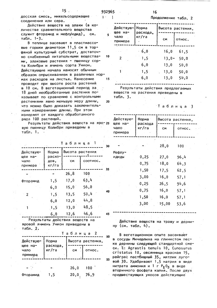 Способ регулирования роста злаковых растений (патент 932965)