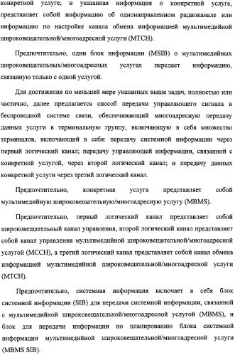 Способ передачи управляющего сигнала для данных мультимедийных широковещательных/многоадресных услуг (mbms) в системе беспроводной подвижной связи (патент 2307467)