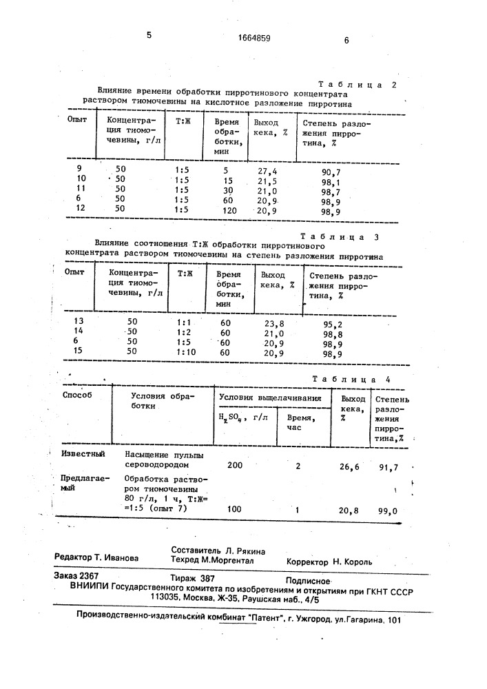 Способ переработки пирротилового концентрата (патент 1664859)