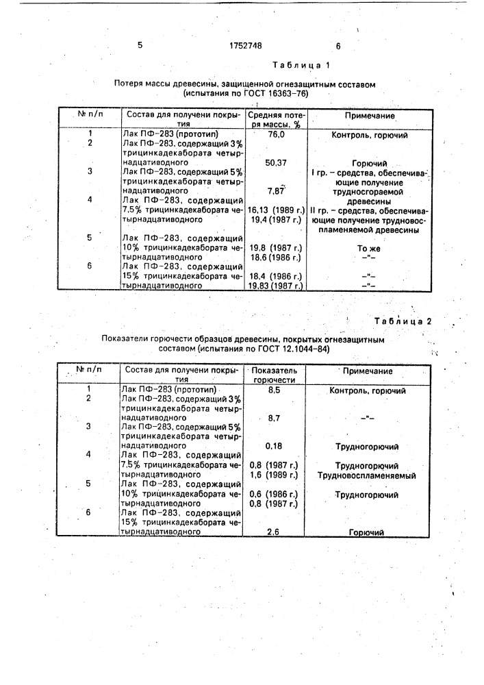 Состав для огнезащиты древесных изделий (патент 1752748)