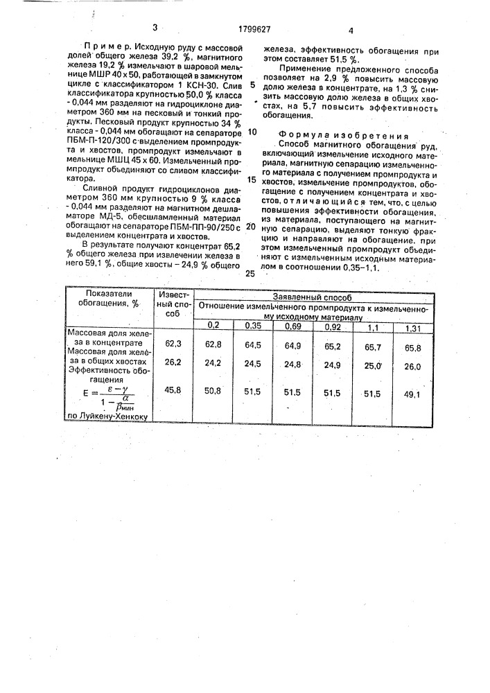 Способ магнитного обогащения руд (патент 1799627)