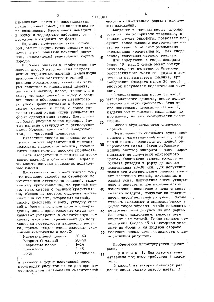 Способ изготовления искусственных отделочных изделий (патент 1738087)