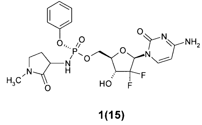 Замещенные (2r,3r,5r)-3-гидрокси-(5-пиримидин-1-ил)тетрагидрофуран-2-илметил арил фосфорамидаты (патент 2553996)