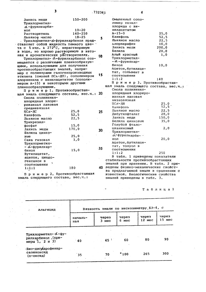 Противообрастающая эмаль (патент 732341)