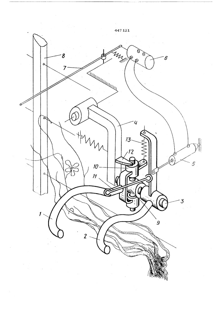Лозоукладчик к плугу (патент 447121)