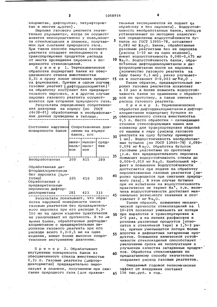 Способ термохимической обработки полых стеклоизделий (патент 1058916)