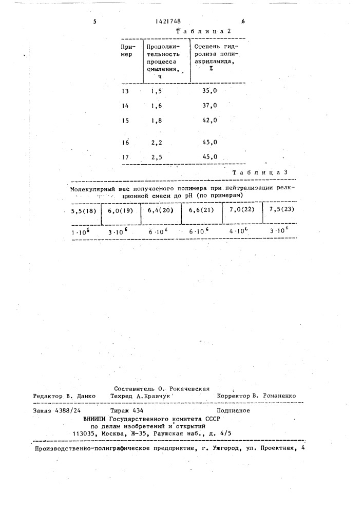 Способ получения гидролизованного полиакриламида (патент 1421748)