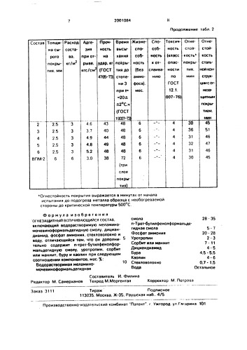 Огнезащитный вспучивающийся состав (патент 2001084)