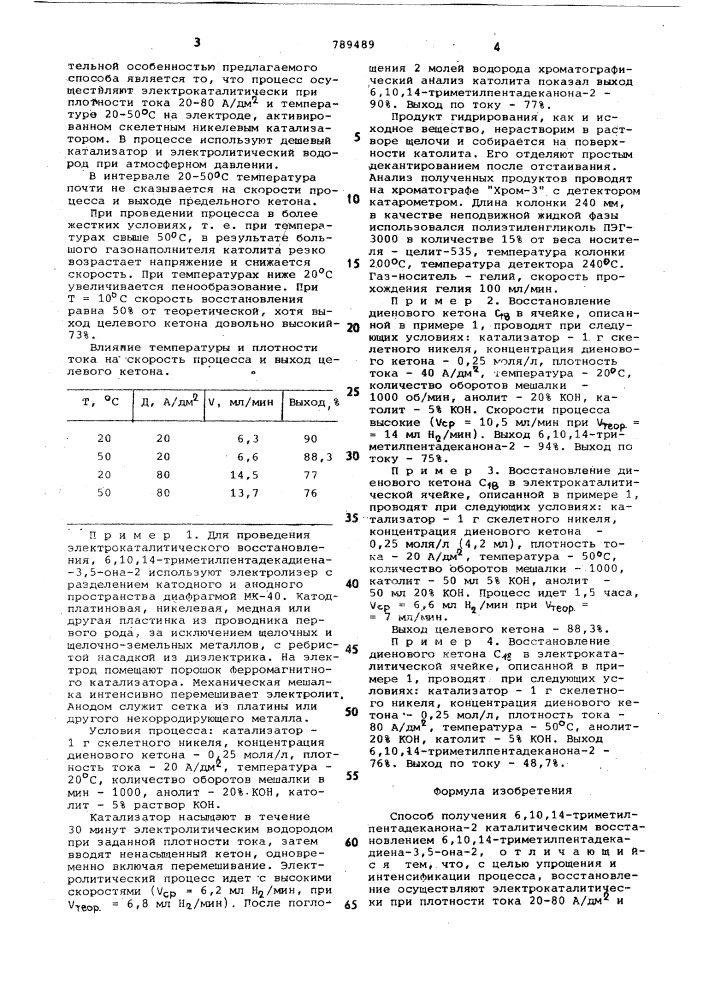 Способ получения 6,10,14-триметилпентадеканона-2 (патент 789489)