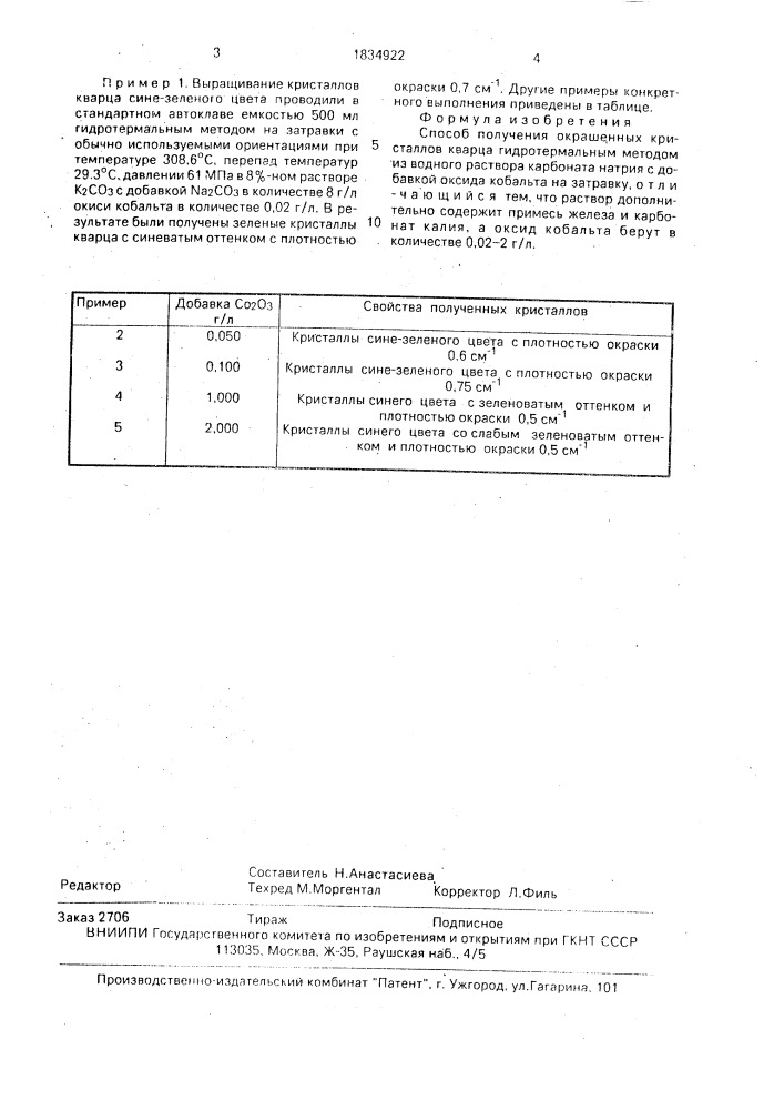 Способ получения окрашенных кристаллов кварца (патент 1834922)