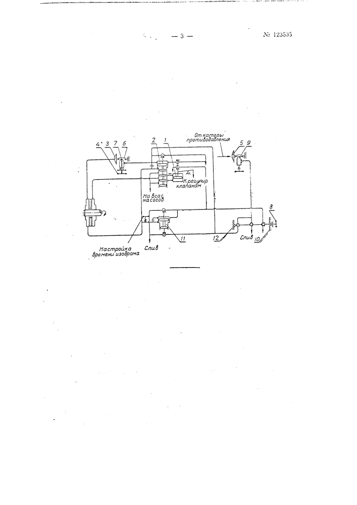 Гидравлическое устройство для автоматического регулирования паровой турбины с противодавлением (патент 123535)