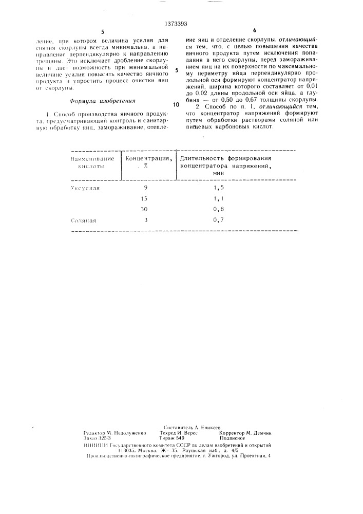 Способ производства яичного продукта (патент 1373393)