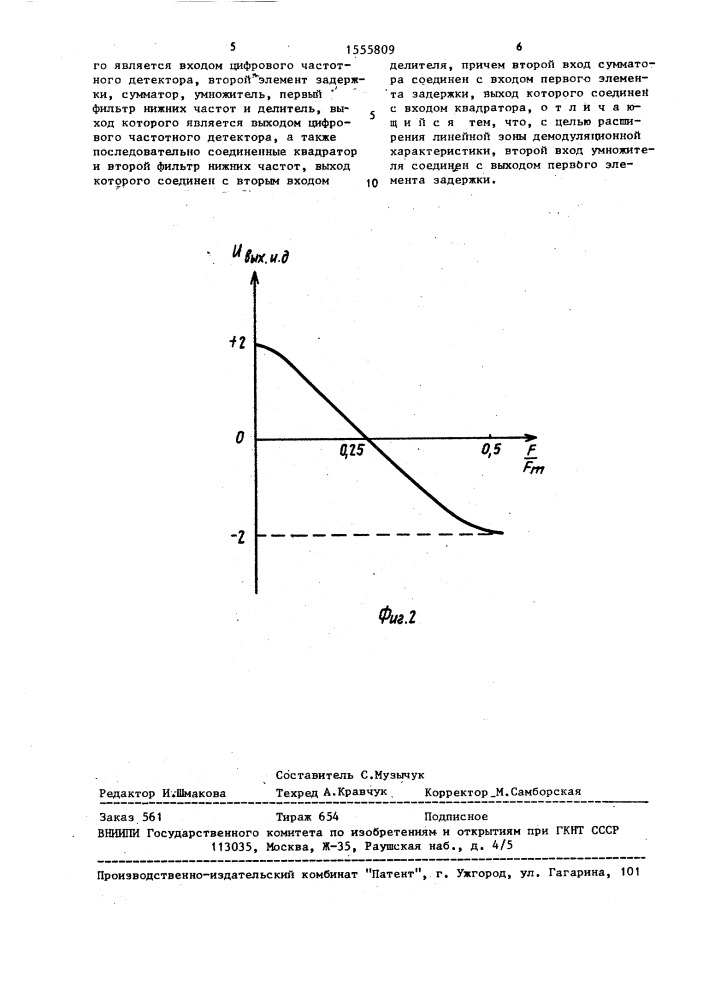 Цифровой частотный детектор (патент 1555809)