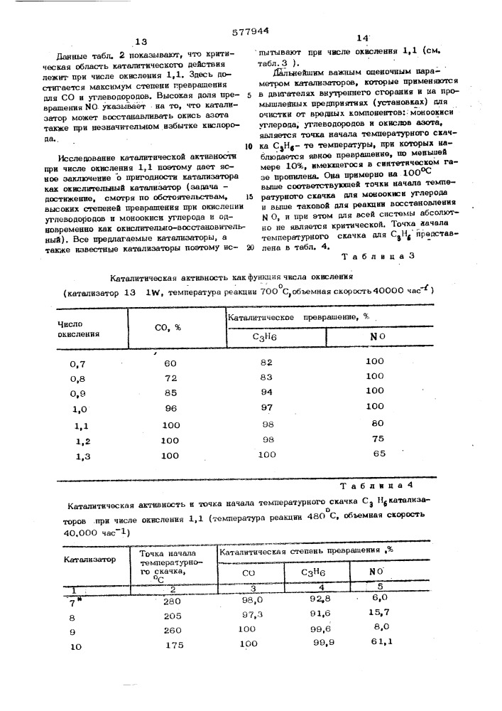 Катализатор для очистки газа (патент 577944)