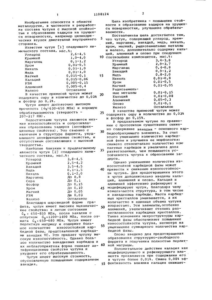 Чугун (патент 1108124)