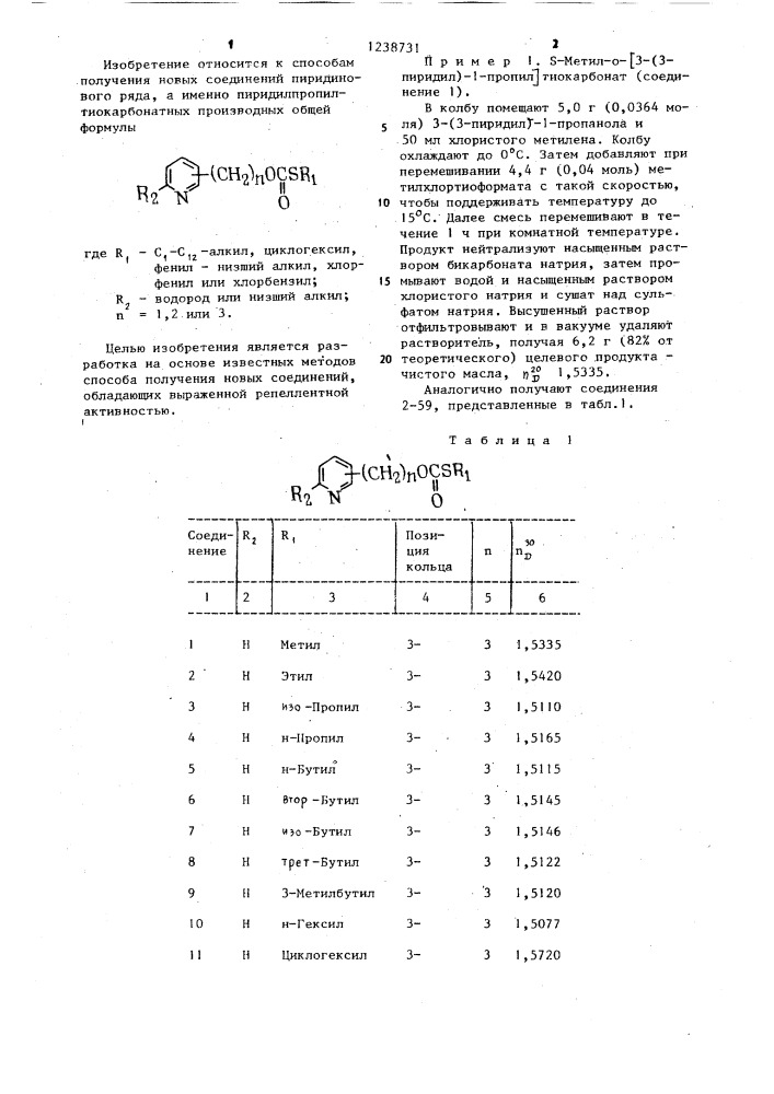 Способ получения пиридилпропилтиокарбонатных производных (патент 1238731)