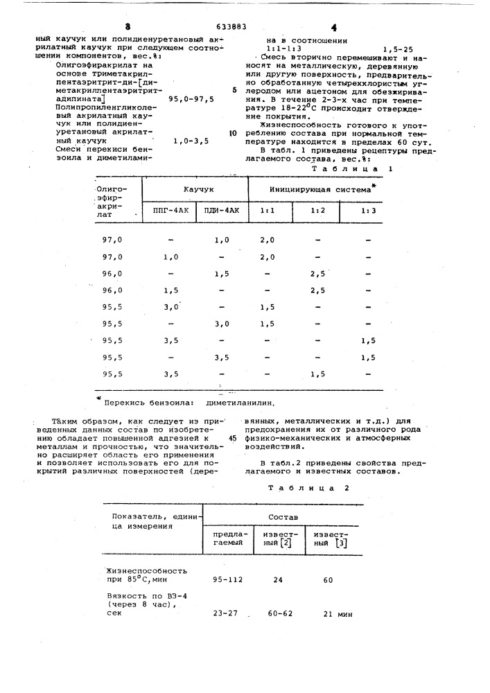 Состав для покрытия (патент 633883)