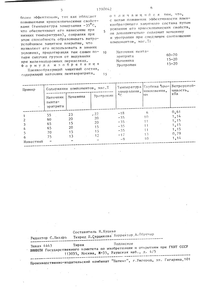 Пленкообразующий защитный состав (патент 1700042)