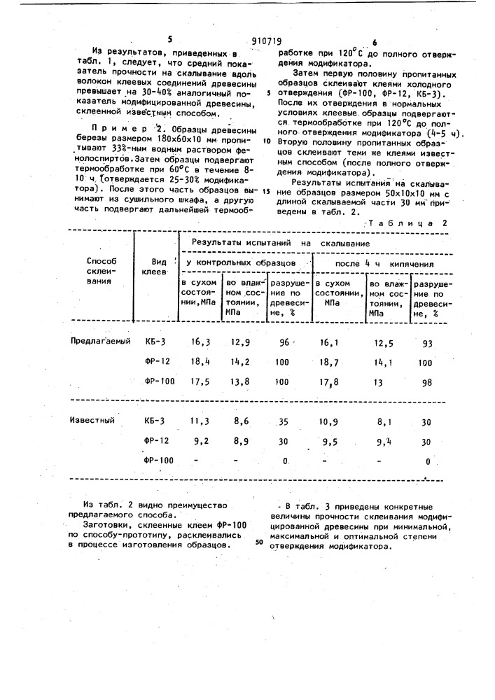 Способ склеивания древесины (патент 910719)