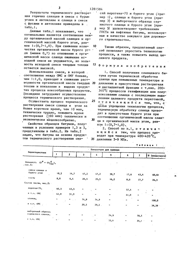 Способ получения сланцевого битума (патент 1281584)